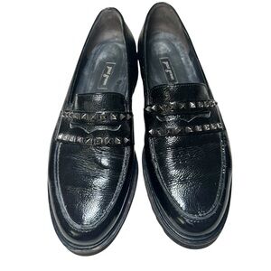 Paul Green Sofia Black Patent Studded Platform Loafers Shoes Size 6.5